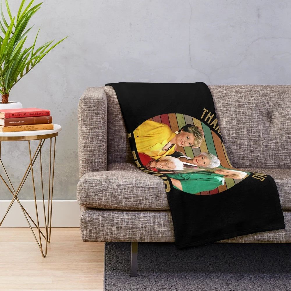 Vintage sunset plush blanket with golden girls inspired design