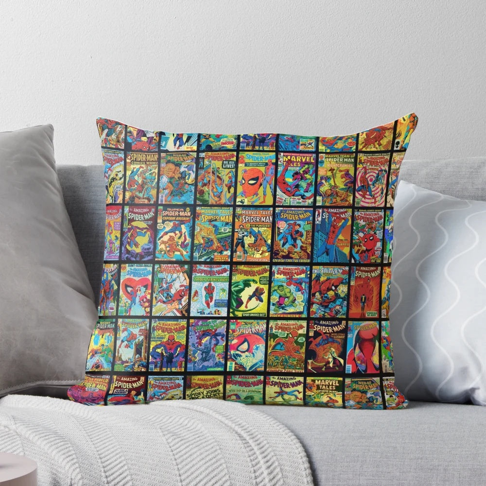 Vintage superhero comic book collection pattern 3 pillow, featuring a vibrant and nostalgic design perfect for comic book lovers.