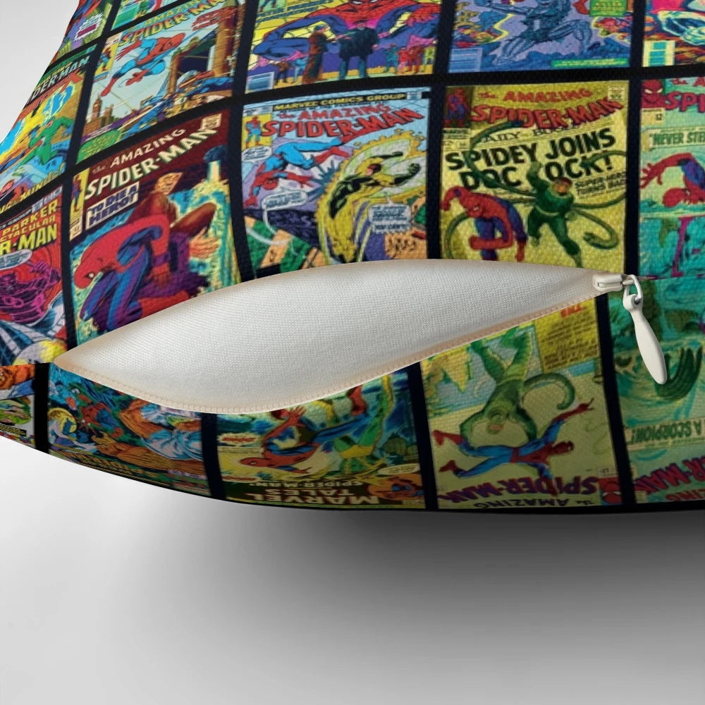 Vintage superhero comic book collection pattern 3 pillow, featuring a vibrant and nostalgic design perfect for comic book lovers.