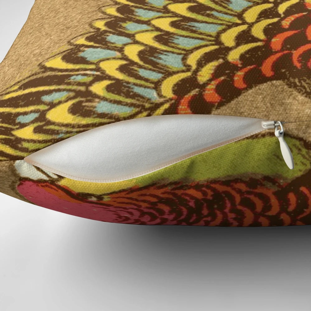 Vintage-inspired Swedish budgerigar bird graphic printed on a cushion or pillow