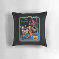 Vintage-style pillow featuring a playful grim reaper chasing a person with the text "Tag, You're It