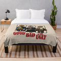 Vintage "The Good, The Bad and The Ugly" movie poster graphic printed on a plush blanket