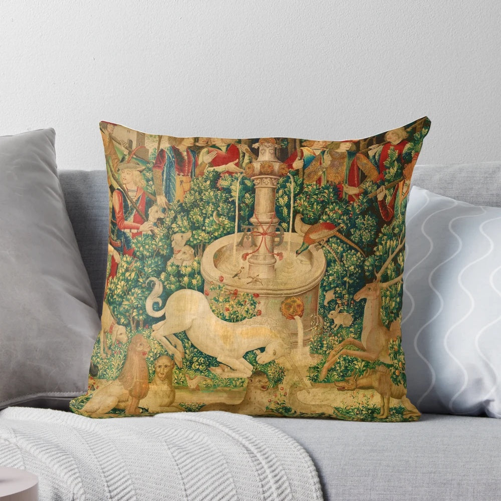 Vintage framed medieval unicorn tapestry wall art