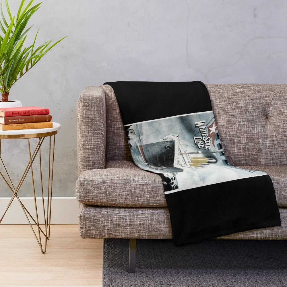 Plush blanket featuring a vintage-style Titanic poster design