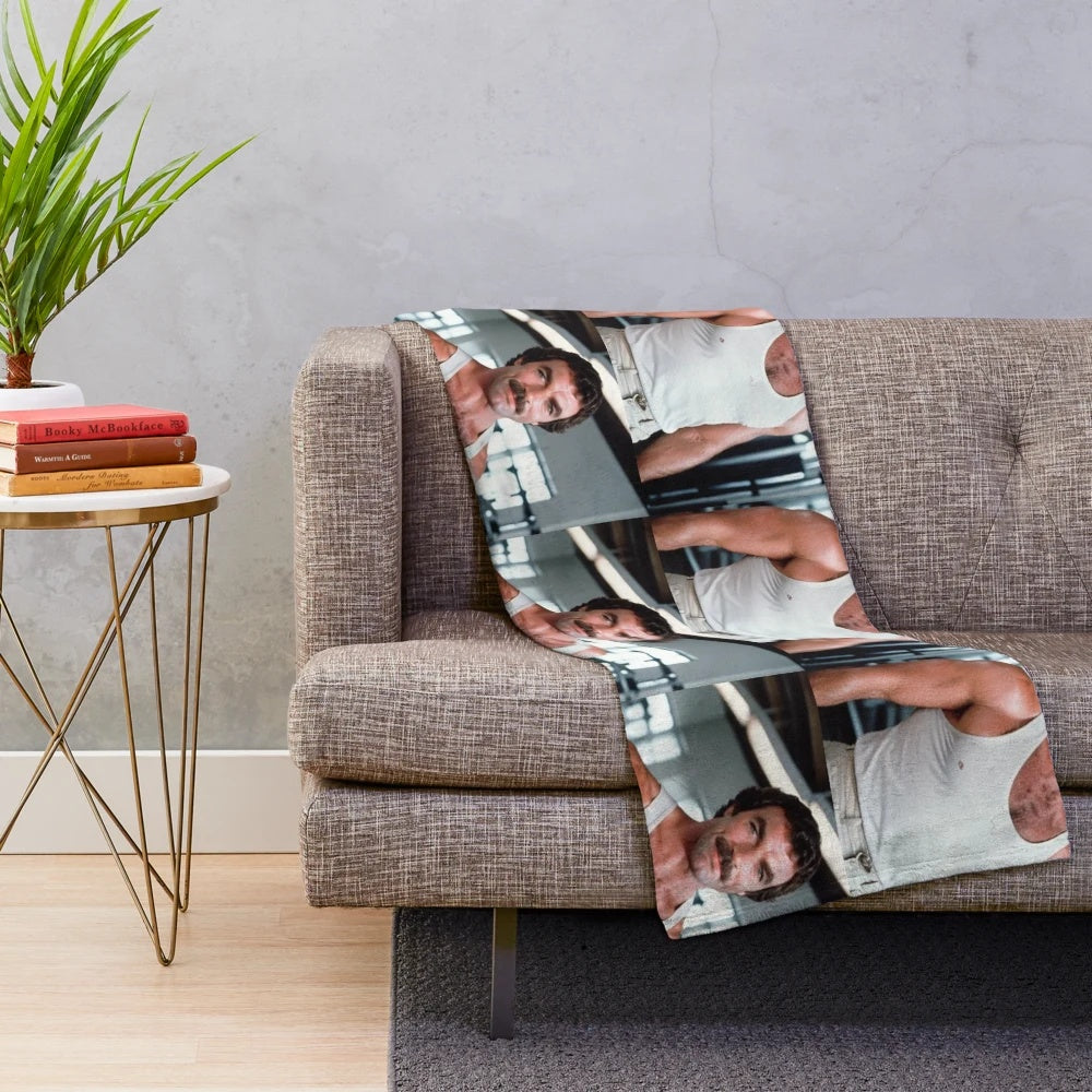 Vintage-inspired plush blanket featuring the iconic Tom Selleck