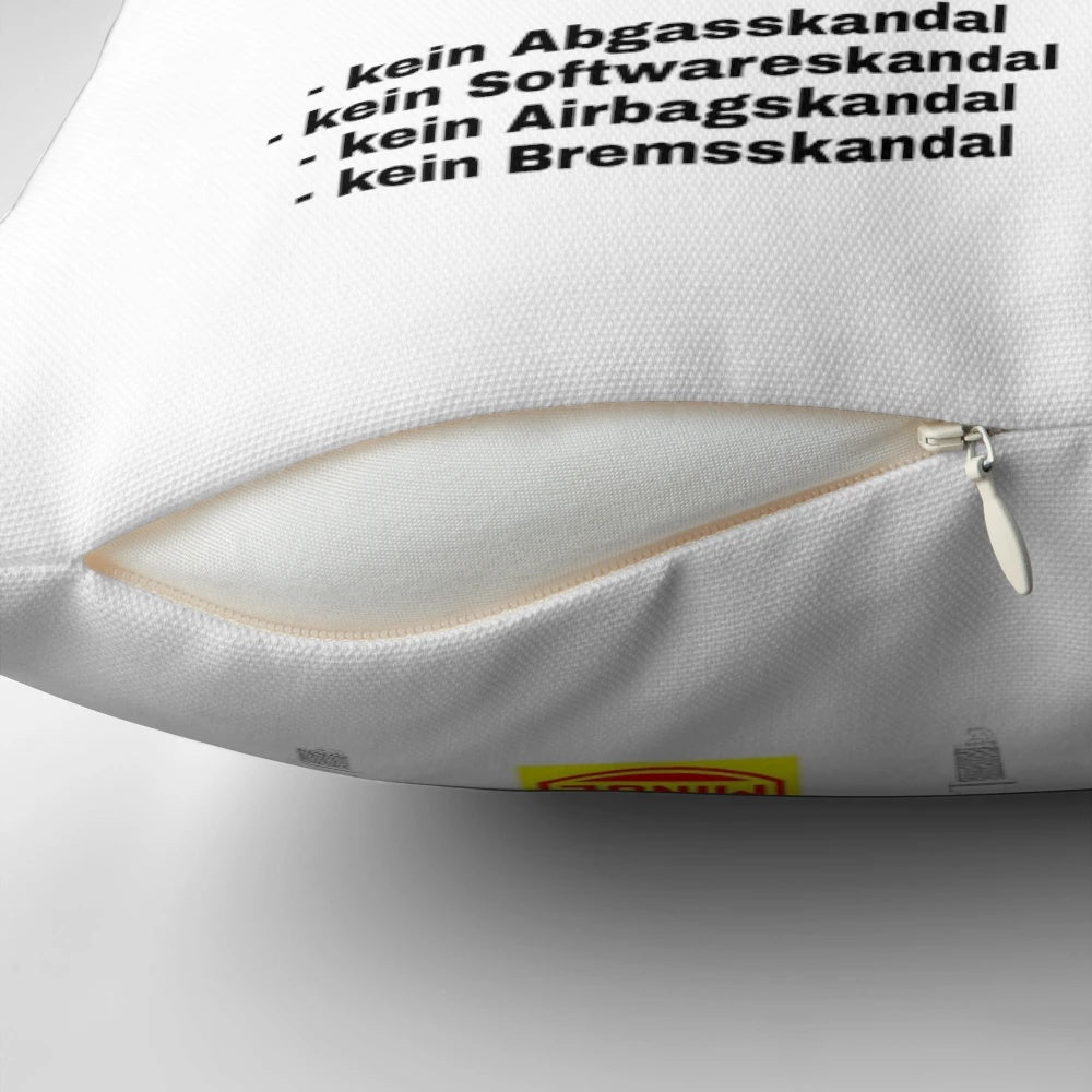 Vibrant Trabant 601 car-shaped pillow in retro colors, representing the iconic East German automobile.