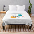 Vintage travel-inspired plush blanket featuring an airplane and retro design