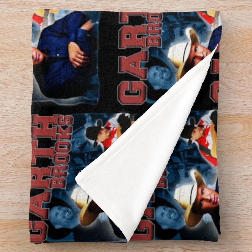 Vintage Garth Brooks tribute plush blanket with bootleg design