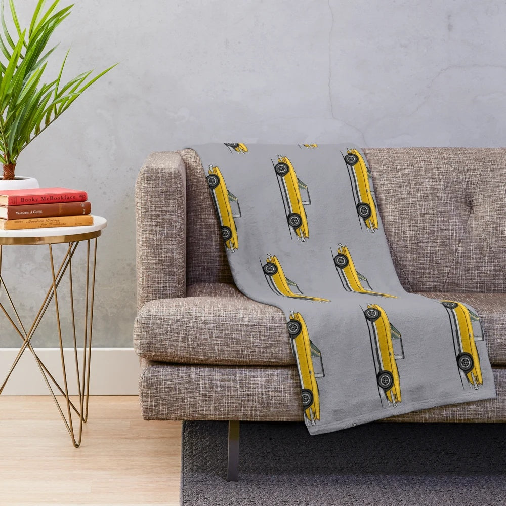 Plush blanket featuring a vibrant illustration of a classic Triumph Stag sports car