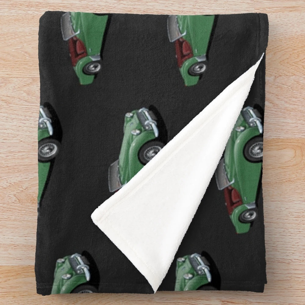 Vintage Triumph TR3 inspired plush blanket