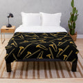 Vintage gold trombone plush blanket for music enthusiasts