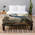 Vintage tropical bird heron design plush blanket
