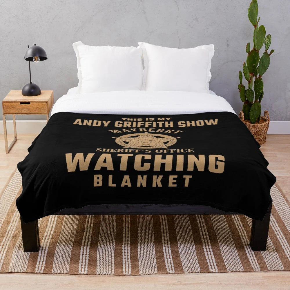 Vintage TV inspired plush throw blanket with Andy Griffith Show theme