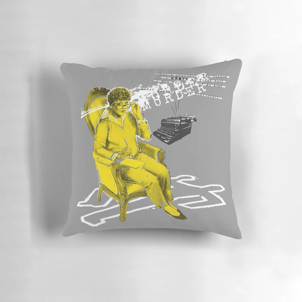 Vintage typewriter pillow featuring the Murder She Wrote TV series and Angela Lansbury as Jessica Fletcher