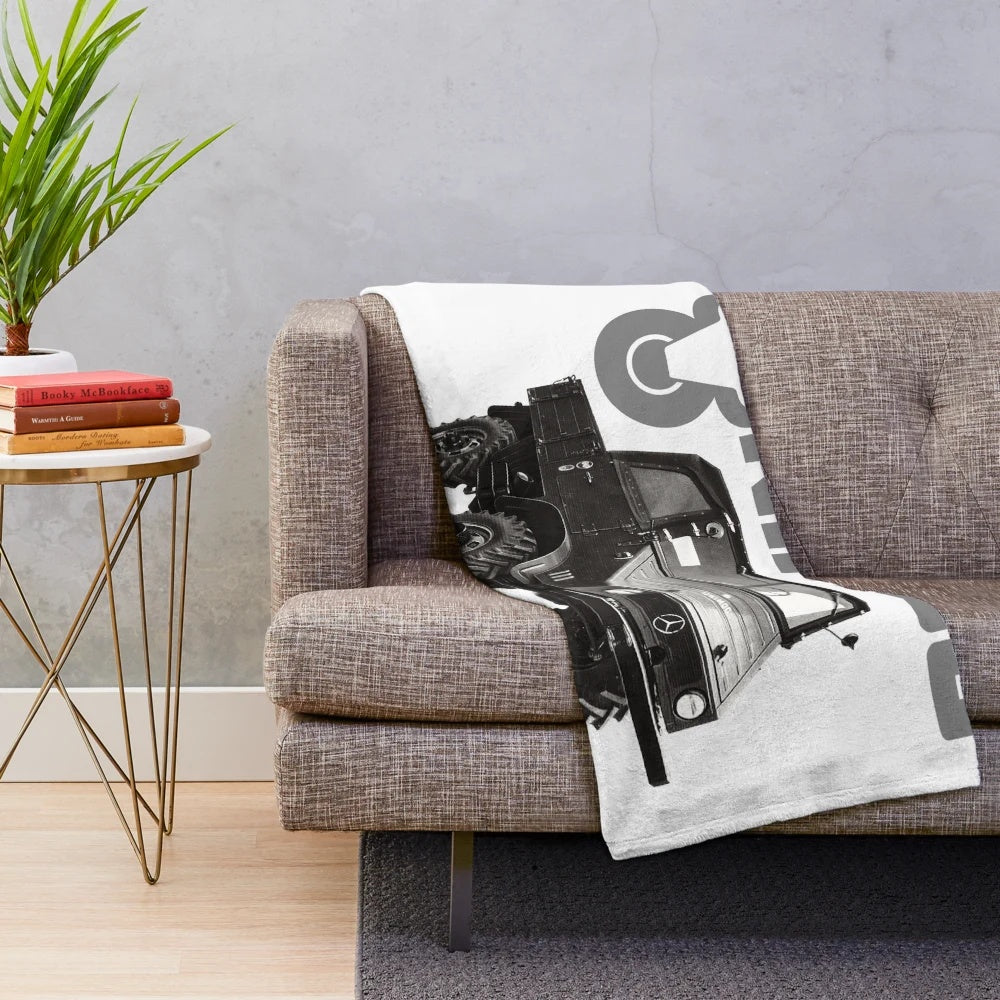 Vintage Unimog monster truck plush blanket