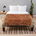 Antique velvet and silk plush blanket with floral carpet print design