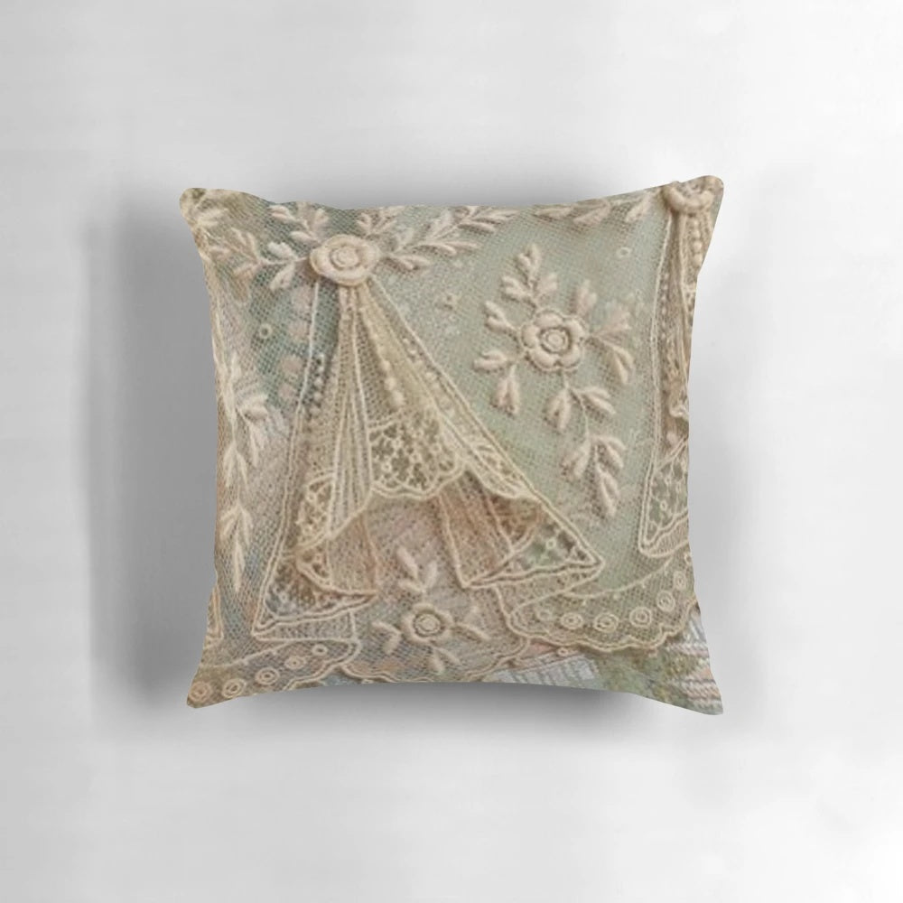 Vintage Victorian lace print decorative pillow for shabby chic home decor