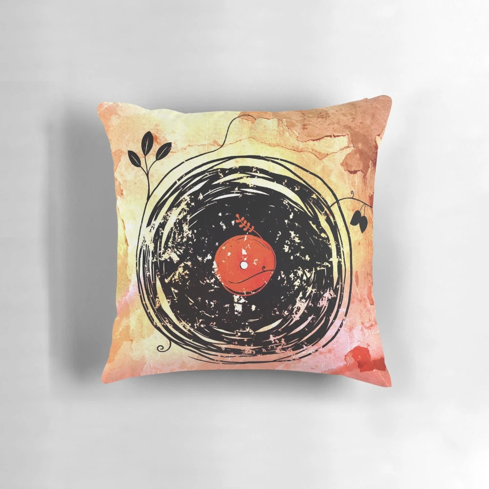 Vintage Vinyl Records Grunge Pillow - Retro Music Home Decor