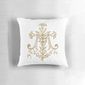 Vintage Virgin Mary monogram pillow featuring the Auspice Maria prayer