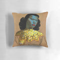 Vintage Vladimir Tretchikoff painting reproduction featuring an Asian fashion illustration on a throw pillow.