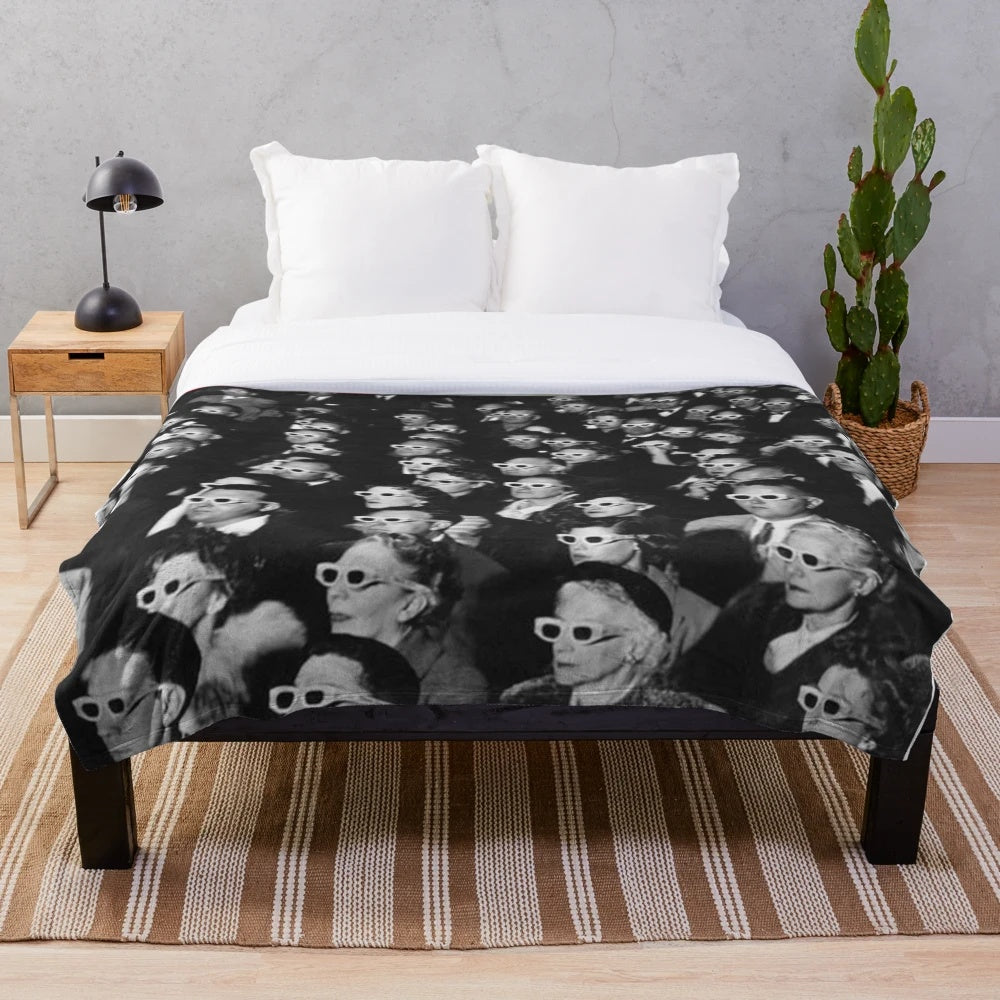Vintage-inspired plush blanket featuring 'Walter Mitty' and LIFE magazine imagery