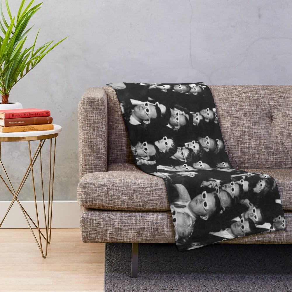 Vintage-inspired plush blanket featuring 'Walter Mitty' and LIFE magazine imagery