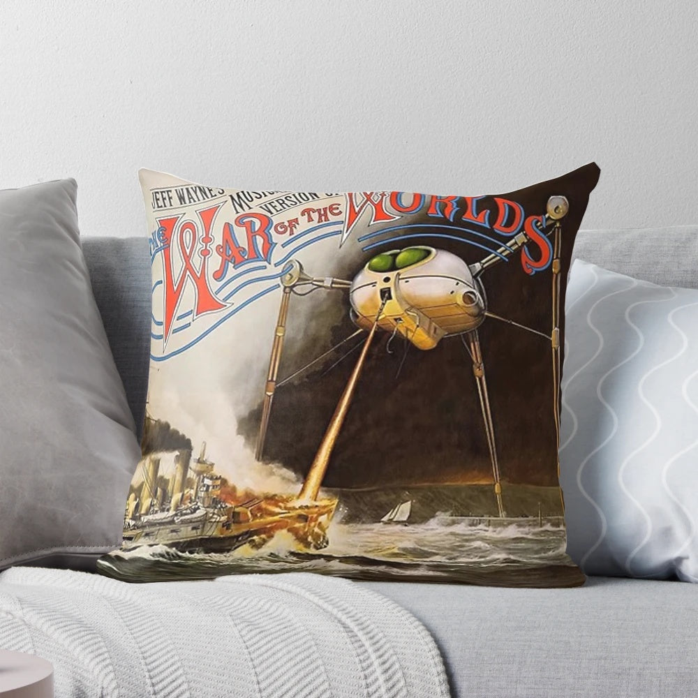Vintage-style "War of the Worlds" Thunderchild sci-fi themed pillow