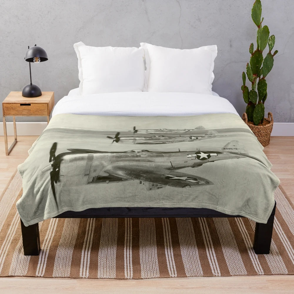 Plush blanket featuring vintage warbird design