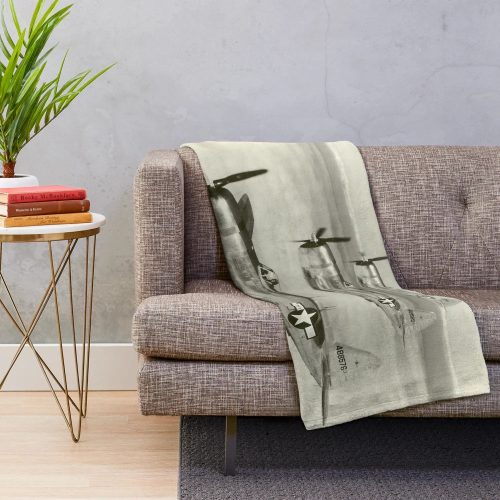 Plush blanket featuring vintage warbird design