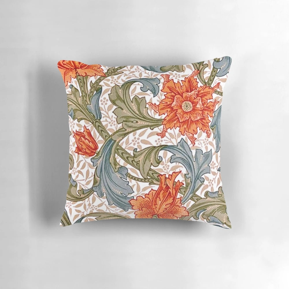 Decorative vintage-style William Morris floral pattern pillow