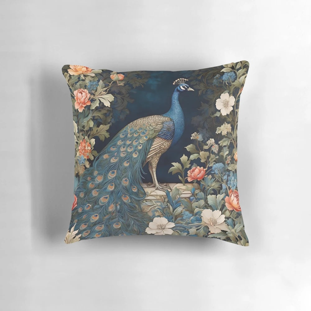 Vintage William Morris Peacock Design Throw Pillow
