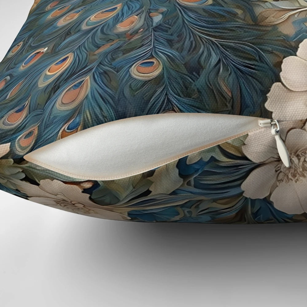 Vintage William Morris Peacock Design Throw Pillow