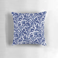 Vintage William Morris Thistle Damask Pillow in Navy Blue and White
