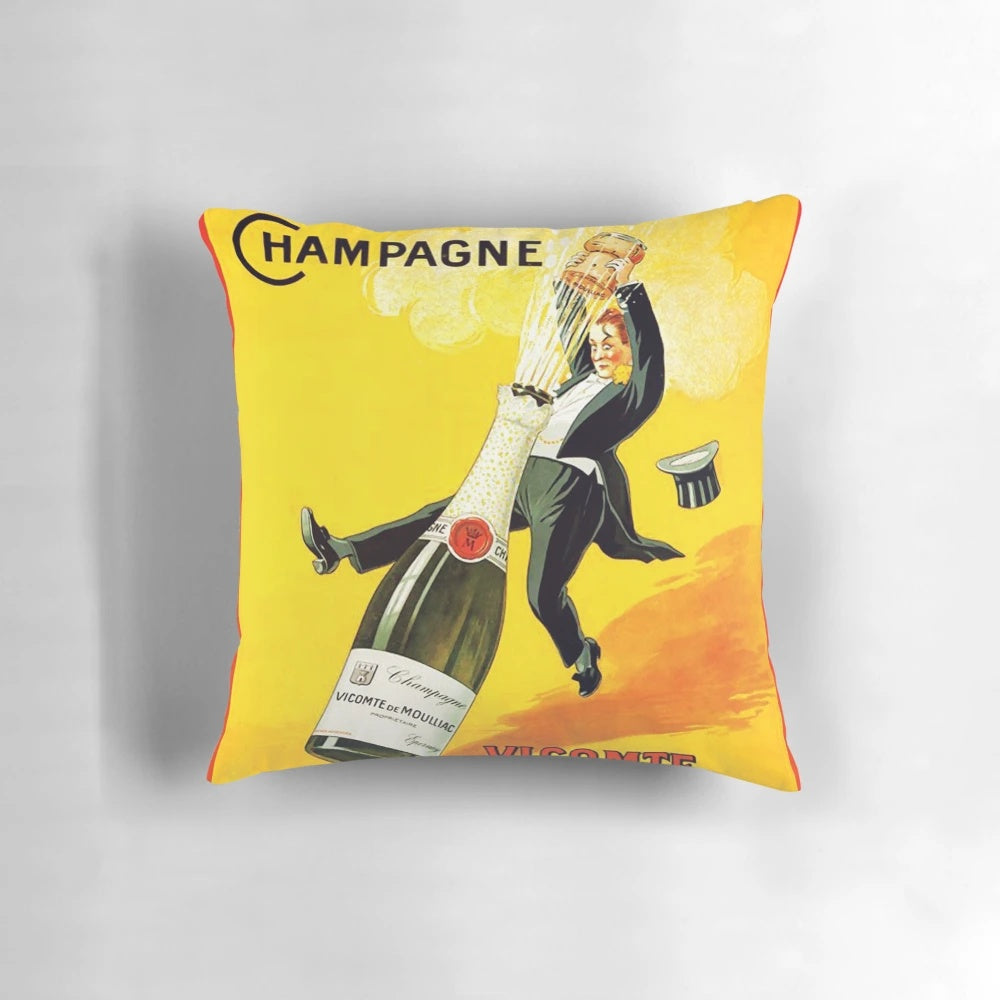 Vintage French wine advertising poster printed on a soft, plush pillow for classic, retro home decor.