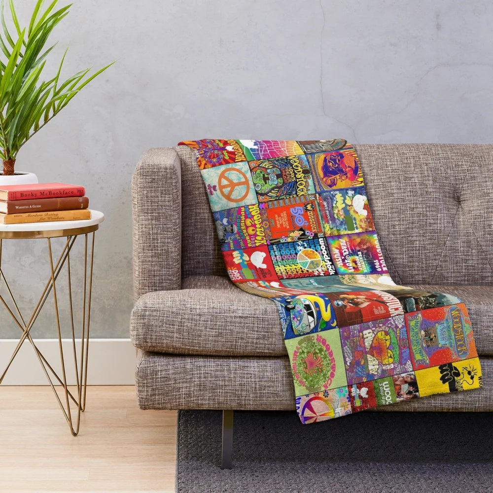 Soft, cozy vintage-inspired Woodstock plush blanket