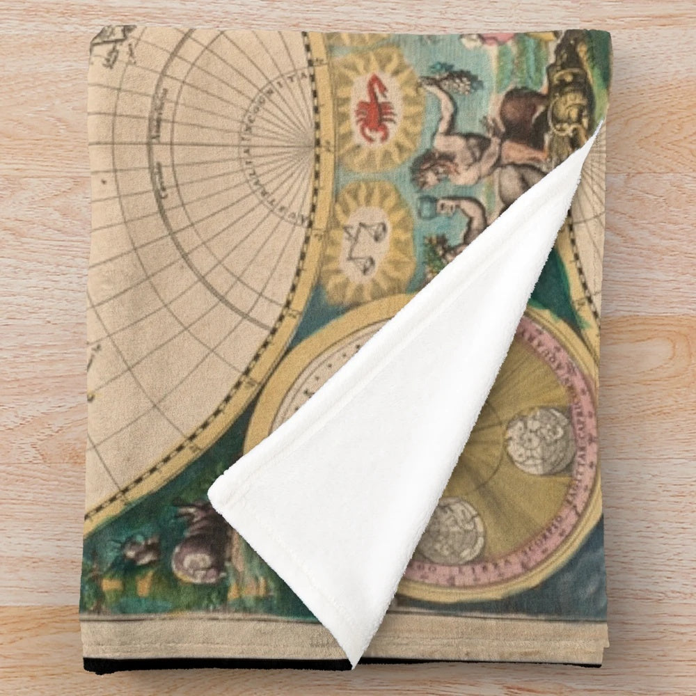 Vintage map of the world (1672) printed on a soft and cozy plush blanket