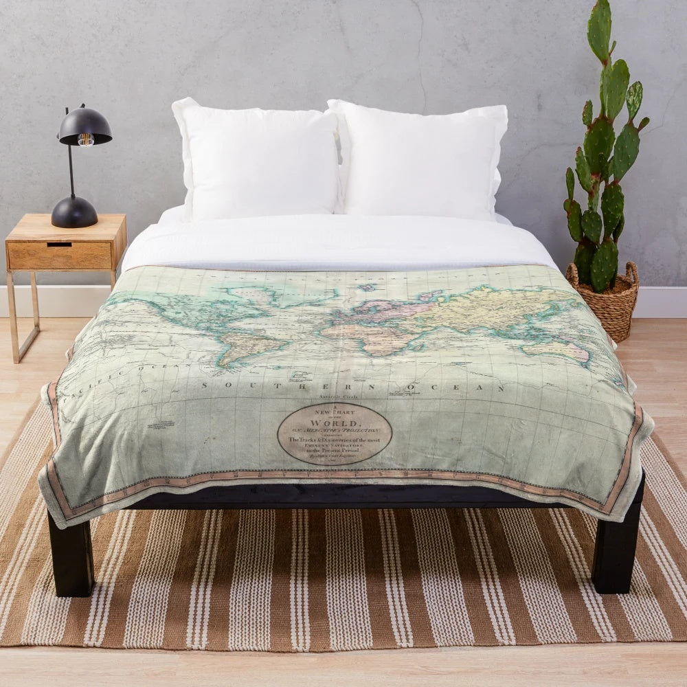 Vintage World Map (1801) Plush Blanket
