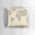 Vintage world map printed on pillow made from old sheet music