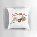 Vintage WWII bomber nose art inspired accent pillow