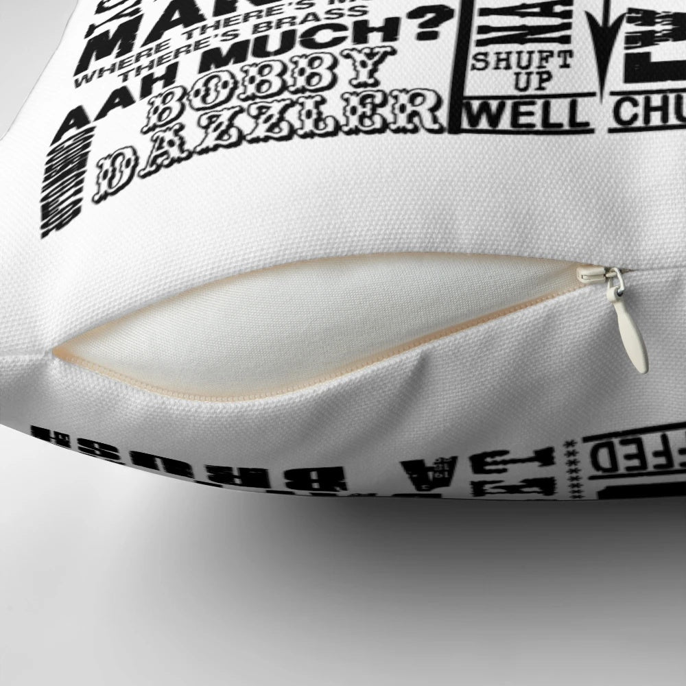 "Vintage Yorkshire Sayings Pillow with Humorous Word Art Design"