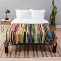 Cozy plush blanket featuring a vintage record player and vinyl records design