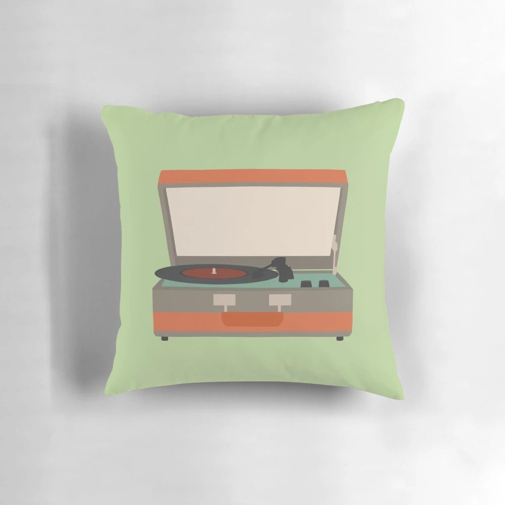 Soft, plush pillow featuring a classic vinyl record design