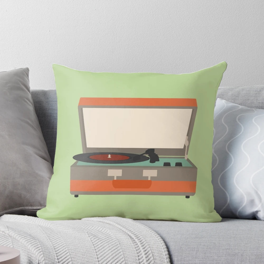 Soft, plush pillow featuring a classic vinyl record design