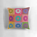 Vinyl record pop art design on a decorative throw pillow