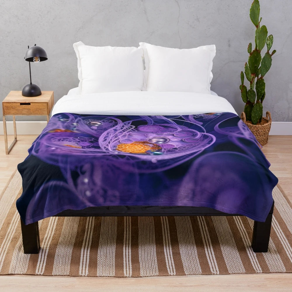 Violet lace floral plush blanket