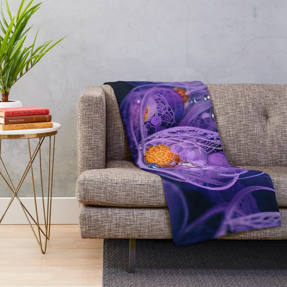 Violet lace floral plush blanket