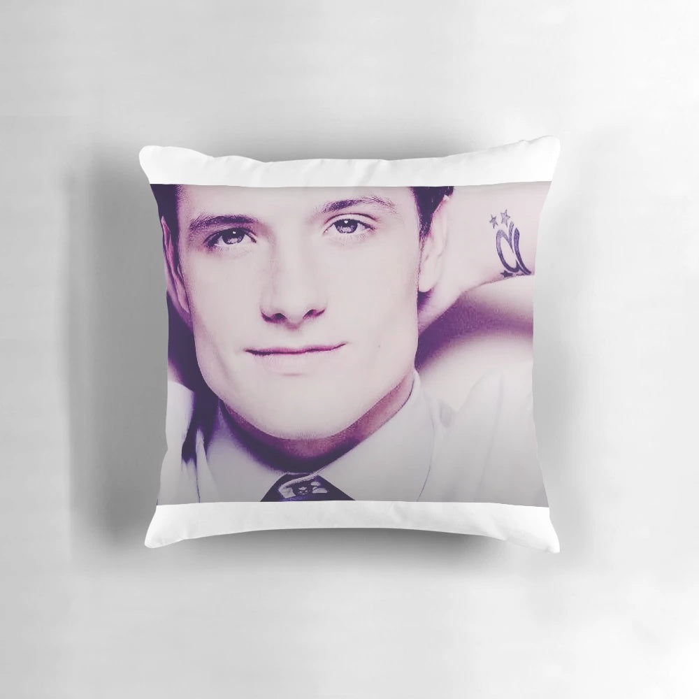 A soft, plush pillow featuring a popular TikTok meme of actor Josh Hutcherson.