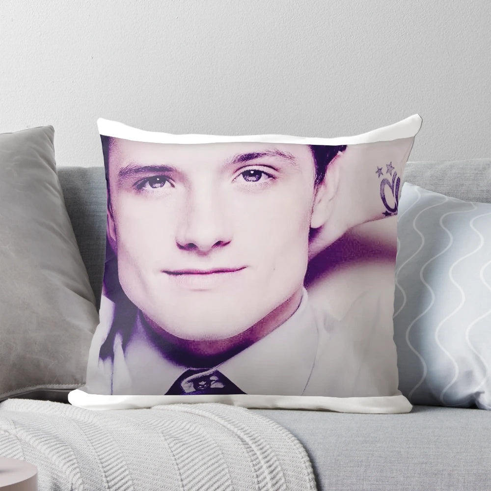A soft, plush pillow featuring a popular TikTok meme of actor Josh Hutcherson.