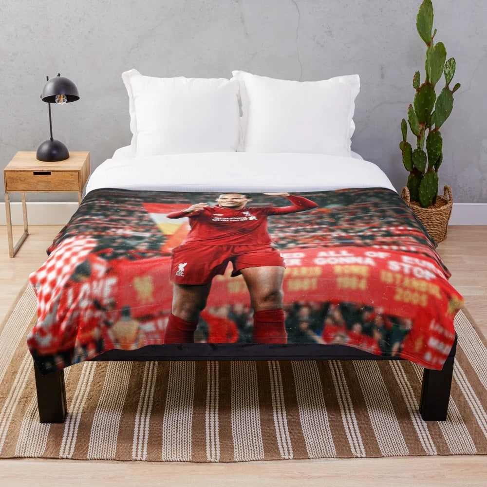 Virgil van Dijk inspired plush blanket featuring the Dutch football star