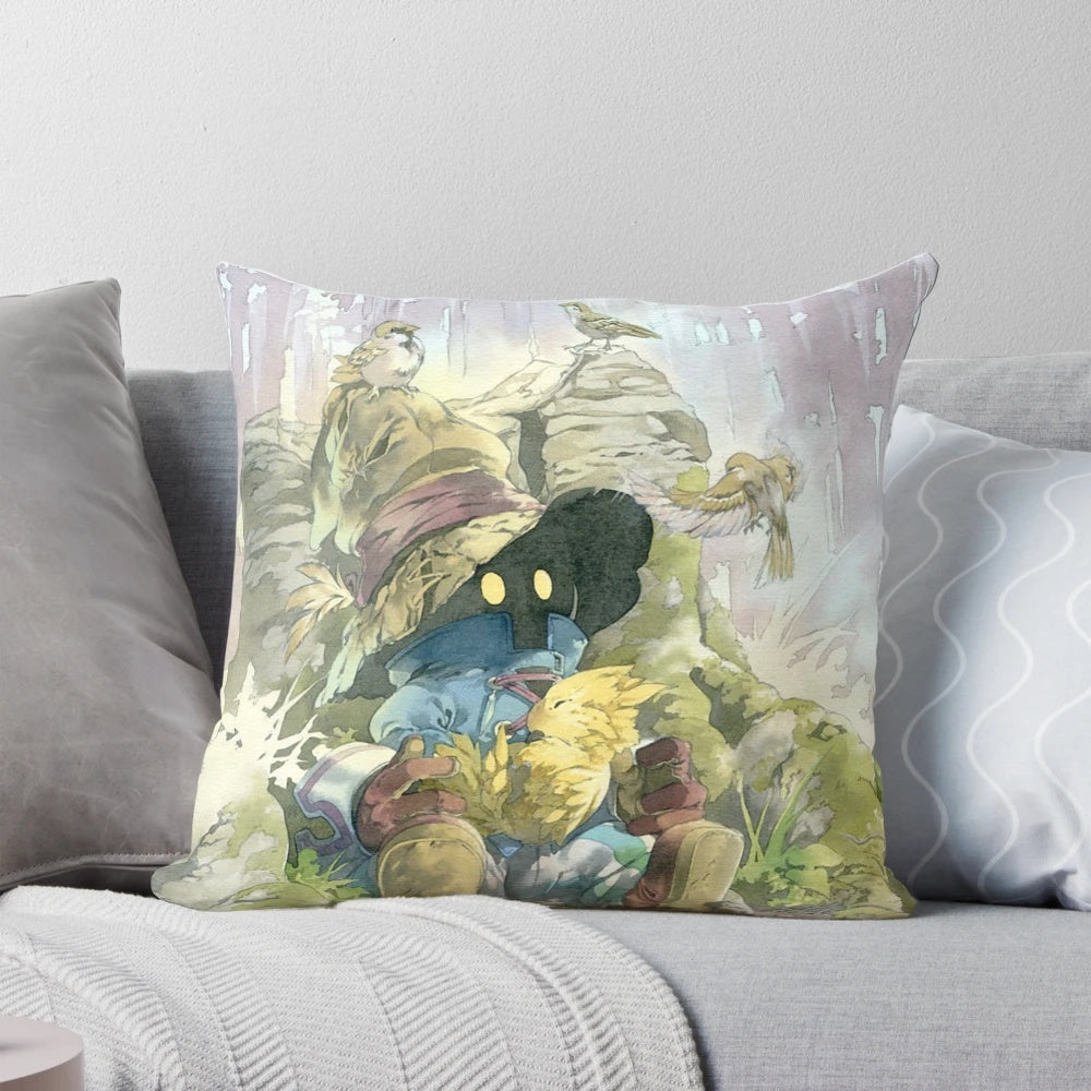Vivi-Inspired Fantasy Rain Pillow with Chocobo Design